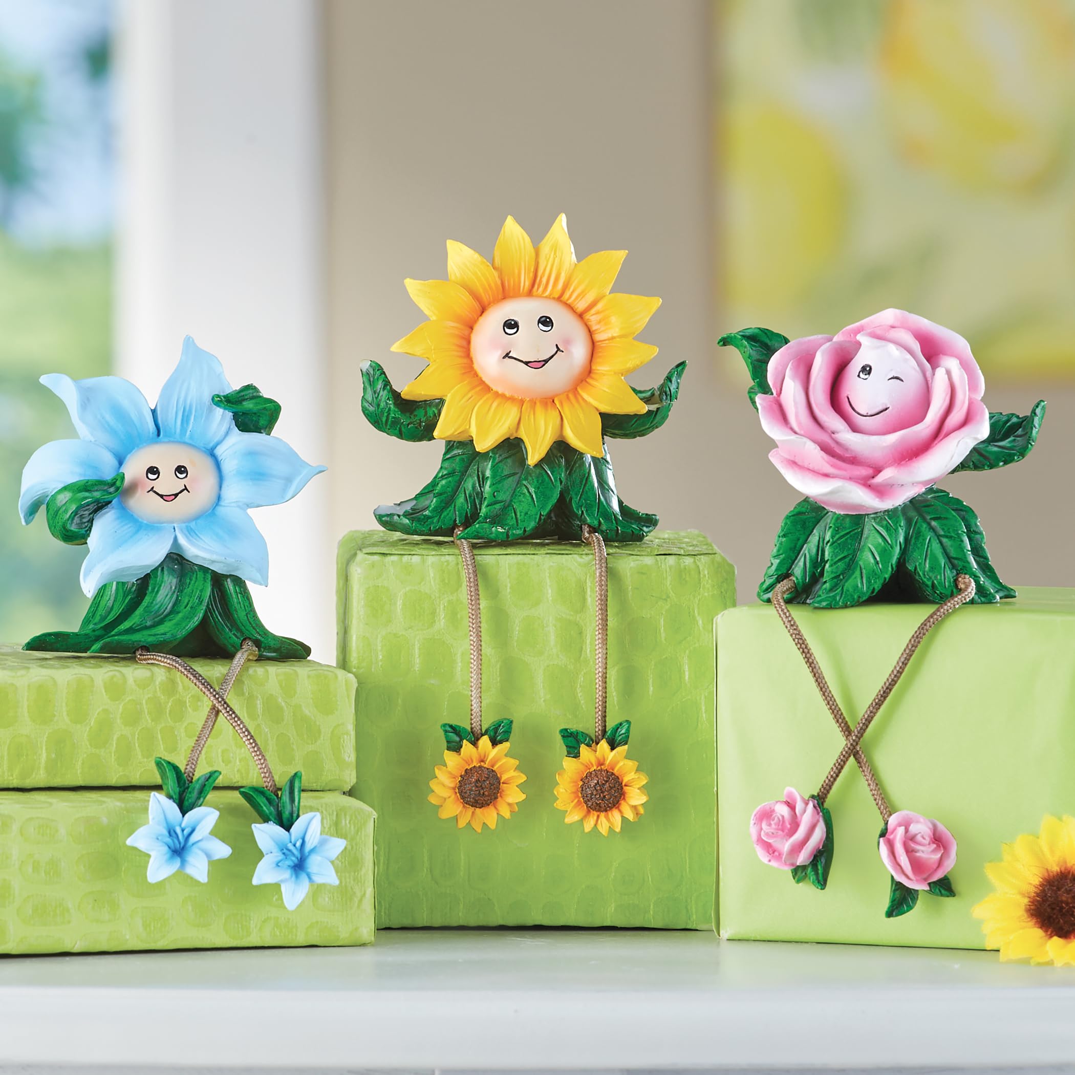 Amazon.com: Collections Etc Hand-Painted Flower Sitter Set of 3